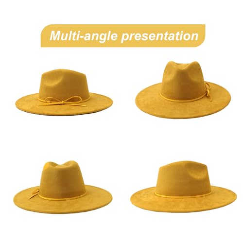 Image of Fedora Hats for Women Man with Big Wide Brim Classic Suede Panama Hat Western Outdoor hat