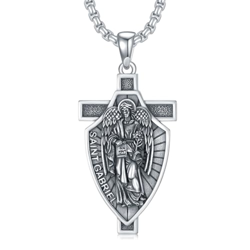 Archangel St Michael/Gabriel/Raphael/Uriel Necklace 925 Sterling Silver Religious Pendants Bible Jewelry Gifts for Men