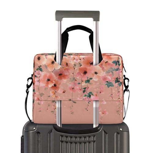 Maletín para portátil con flores coral rosa, 13-15.6 pulg miniatura 4