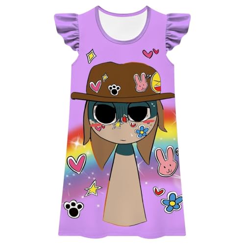 MSSmile-FANKID Little Girls Nightgowns Dress Little Kids Music Adventure Cartoon Printed Costume(3-4Y/110cm Purple)