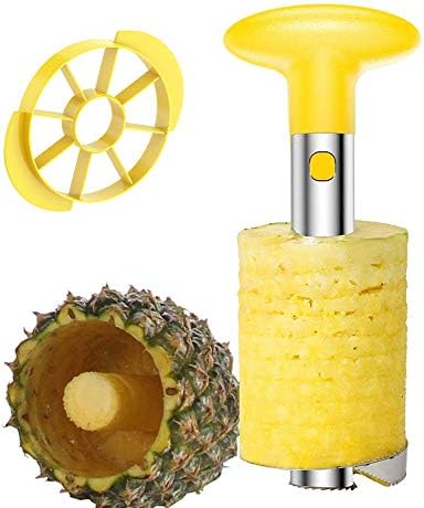 Pineapple Corer and Slicer,Pineapple Cutter 2 in 1 Yellow Pineapple Peeler Stainless Steel Easy Kitchen Fruit Slicer