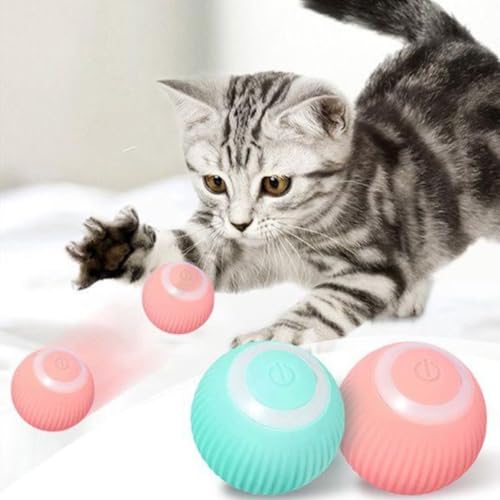 Bola Giratória Inteligente Brinquedo Gato Cachorro Cães PET Recarregavel USB (ROSA)