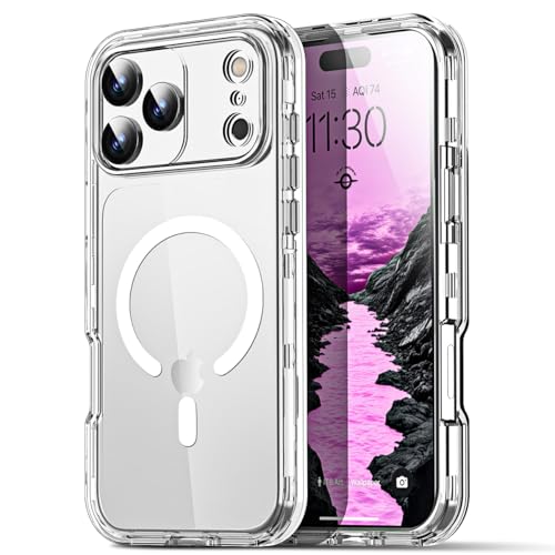 AICase for iPhone 17 Pro Case Clear[Compatible with MagSafe] Heavy Duty Drop Protection Full Body Rugged Shockproof/Dust Proof 3-Layer Military Protective Tough Durable Cover for iPhone 17 Pro 6.3