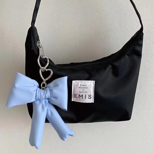 Image of Pink Bow Keychain Bag Charms Y2K Bowknot Plaid Keychains Coquette Aesthetic Purse Handbag Backpacks Charms (New Blue)