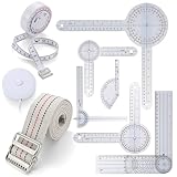 Relaxweex 9 Pcs Physical Therapy Goniometer Tools Set Include 6 Pcs 6, 8, 12 Inches Goniometer Set with 2 Pcs Retractable Body Measuring Tape and Gait Belt for Occupational Therapy