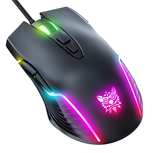 Ratón gaming óptico de 6400 DPI con retroiluminación LED respiración y 7 botones de acción rápida