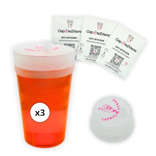 Protector de cristal antidrogas – Capota de cristal antidrogas – Tapa de vaso antighb para fiestas, club nocturno, antivuelco, reutilizable, se adapta a todos los vasos (3)