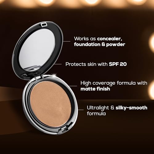 Image of RENEE PRO HD 3 In 1 Compact,Concealer, Foundation - Ivorie, SPF 20, Matte Finish, High Coverage, Ultralight & Silky Smooth Finish, Enriched With Vitamin E, C & Aloe Vera - 9 Gm