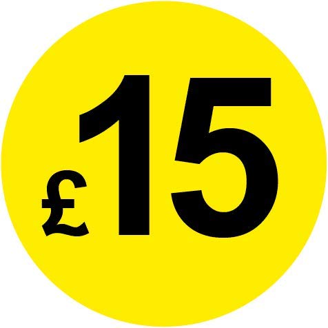Permanent Adhesive - Black & Yellow 30mm Price Stickers/Labels from £5.45 to £17, 5000, £15 — image 1