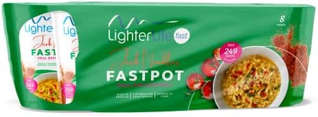 LighterLife Jerk Noodle FastPot, High Protein Meal Replacement with up to 33% of RDA Vitamins and Minerals, Tray of 8 x 65gram Servings