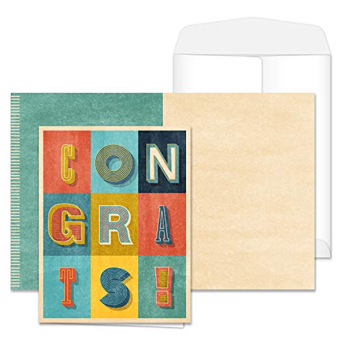 Canopy Street Huge Colorful Congrats Card / 8.5" X 11" Large Retro Celebration Greeting Card And White Envelope/High School College Senior Congratulations Graduation Card/Made In The Usa #TOP18