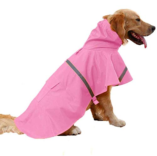 JYHY Dog Raincoat Adjustable Reflective Waterproof Lightweight Dog Rain Jacket Rain Poncho with Hood for Medium Large Dogs