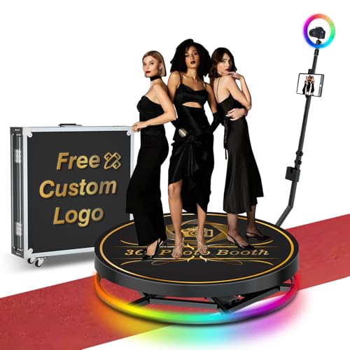 360 Photo Booth Machine, Free Customize Logo, Automatic Slow Motion Rotating 360 Video Camera Booth Selfie Platform, 360 Photo Booth for Party Event Halloween (31.6'')