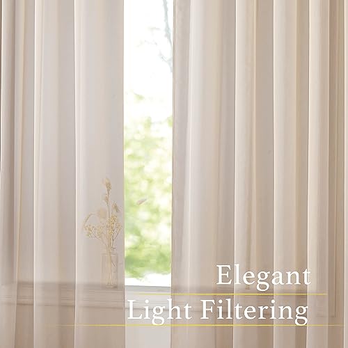 NICETOWN Taupe Sheer Curtains for Bedroom, Rod Pocket Voile Sheer Airy & Lightweight Window Treatments with Light Filtering for Living Room, W60 x L63, 4 Panels - image 5