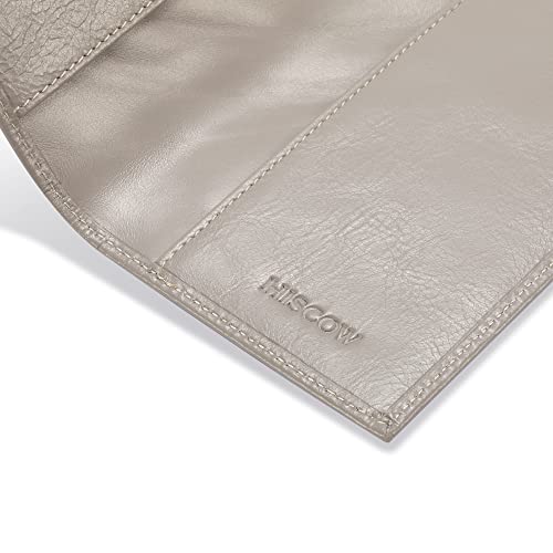 Image of HISCOW Slim Leather Checkbook Cover for Personal Checks, Antiqued Grey, One Size, Minimalist | Full grain cowhide, transaction register & check book pockets, removable duplicate divider, durable stitching, gifts for men