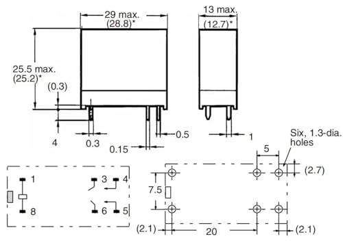 Relé 894-2AC2-FS de 5V con alta capacidad de corte de 8A para placas impresas 2