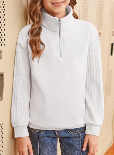 blibean Girls Long Sleeve Fleece Sweathirts Half Zipper Pullovers Size 6-15 Years4