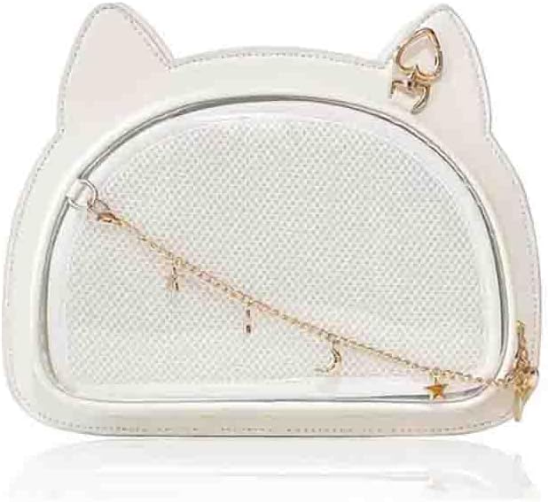 Ita Bag Cat Shaped JK Uniform, Kawaii Japanese Message Shoulder Purse, Anime Clear Pin Display With Insert For Cosplay