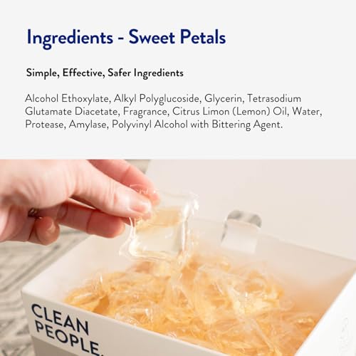Image of Clean People Laundry Detergent Pods - Hypoallergenic Laundry Pods - Ultra Concentrated, Recyclable Packaging, Stain Fighting - Sweet Petals, 192 Pack