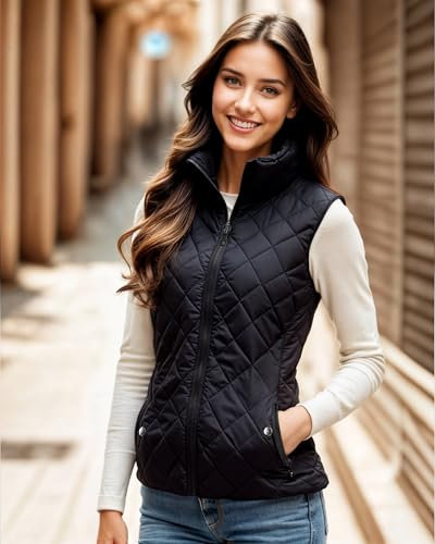 NY Threads Puffer Vest Women Slim Fit Lightweight Stand Collar Quilted Zip Puffer Vest 6