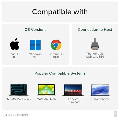Image of Plugable USB C Hub Multiport Adapter: 9-in-1 with 140W PD Charging, 4K 60Hz HDMI, 10Gbps Data Transfer, Gigabit Ethernet, SD for USBC, USB4, Thunderbolt MacBook, Windows, Chromebook (USBC-9IN1E)
