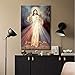 Framed Jesus Mercy wall art Canvas Decor Divine Catholic Christianity Sacred Heart for Faith living room bedroom dining room for Pictures Posters Prints Paintings Artwork 24x36(60x90cm) inch