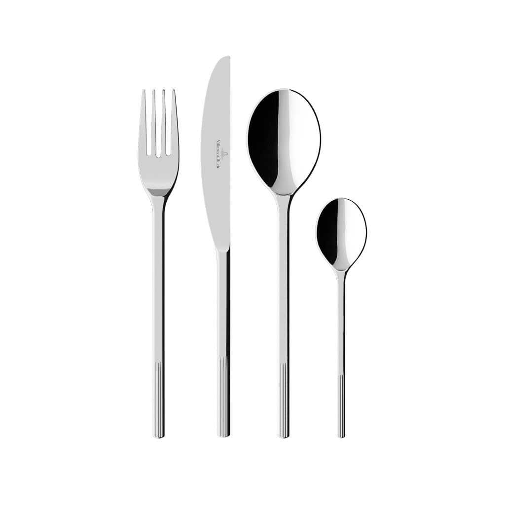 Villeroy & Boch Afina Besteckset, 24-teilig, Maße: ca. 44x29x6,5 cm, spülmaschinenfest, Tafelbesteck aus hochglanzpoliertem Edelstahl