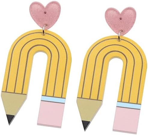 Teacher Earrings Colorful Pencil Drop Dangle Earring for Women Dr Seuss Earrings for Women Teachers Appreciation Day Teacher's Gift Back To School Handmade Jewelry Gifts