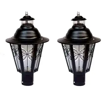 Light Set of 2 Outdoor Home Metal Gate Light Pillar Lamp Modern Style Glass Shade Black Exterior Fixture Waterproof Front Home Main Door/Gate/Garden/Pillar/Post Fancy Lighting Without Bulb