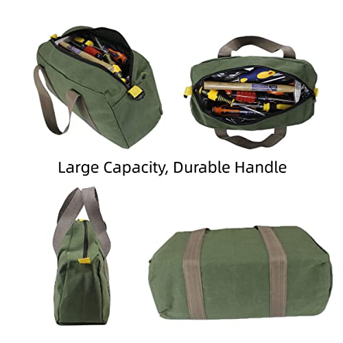 14 Inch Wide Mouth Tool Bag, Canvas Tool Bag, Heavy Duty Tool Storage Bag, Large Capacity Tool Tote Bag For Electricians, Power Tool Organizer Pouch, Tool Bags For Men #TOP3