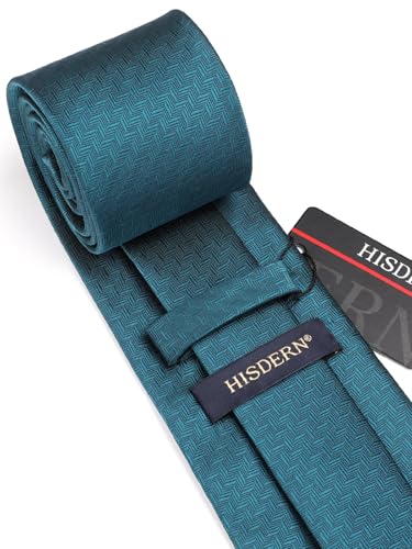 Image of HISDERN Ties for Men Solid Houndstooth Neckties Handkerchief Formal Business Tie & Pocket Square Set Wedding Party