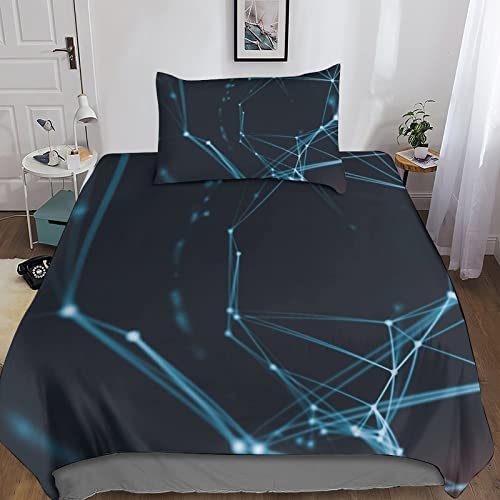 Housse de couette 135x200 géométrique 3D et parure de lit microfibre avec taie d'oreiller enfant