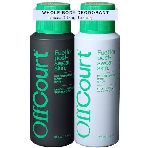 OffCourt - Natural Deodorant Body Spray for Men and Women - Aluminum Free - Whole Body Deodorant for Women and Men – Variety Pack of Citrus and Sandalwood Scents, 3.4 Ounce (Pack of 2)