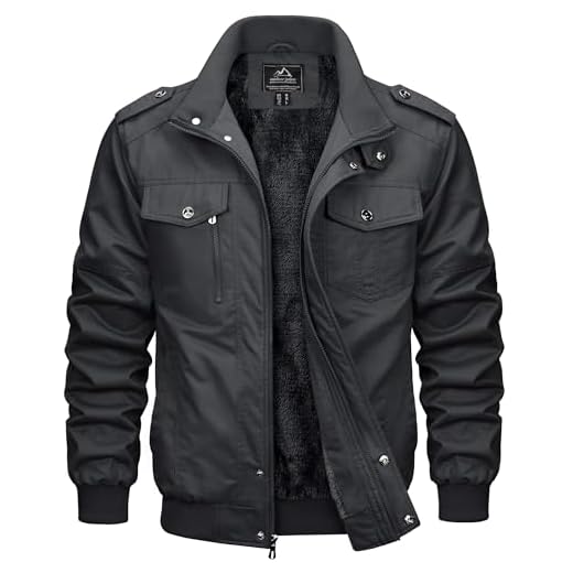 MAGCOMSEN Veste d'hiver pour homme - Doublure chaude - Veste polaire cargo décontractée - Veste mi-saison en coton - Veste militaire avec poches multiples, gris, L