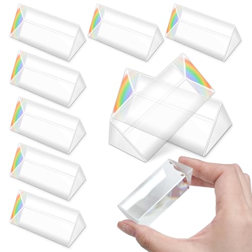 Image of 12 Pack Clear Triangular Prisms Crystal Optical Glass Triple Prism for Photography Effects Physics Science Teaching Light Spectrum Optics 2.5 Inch