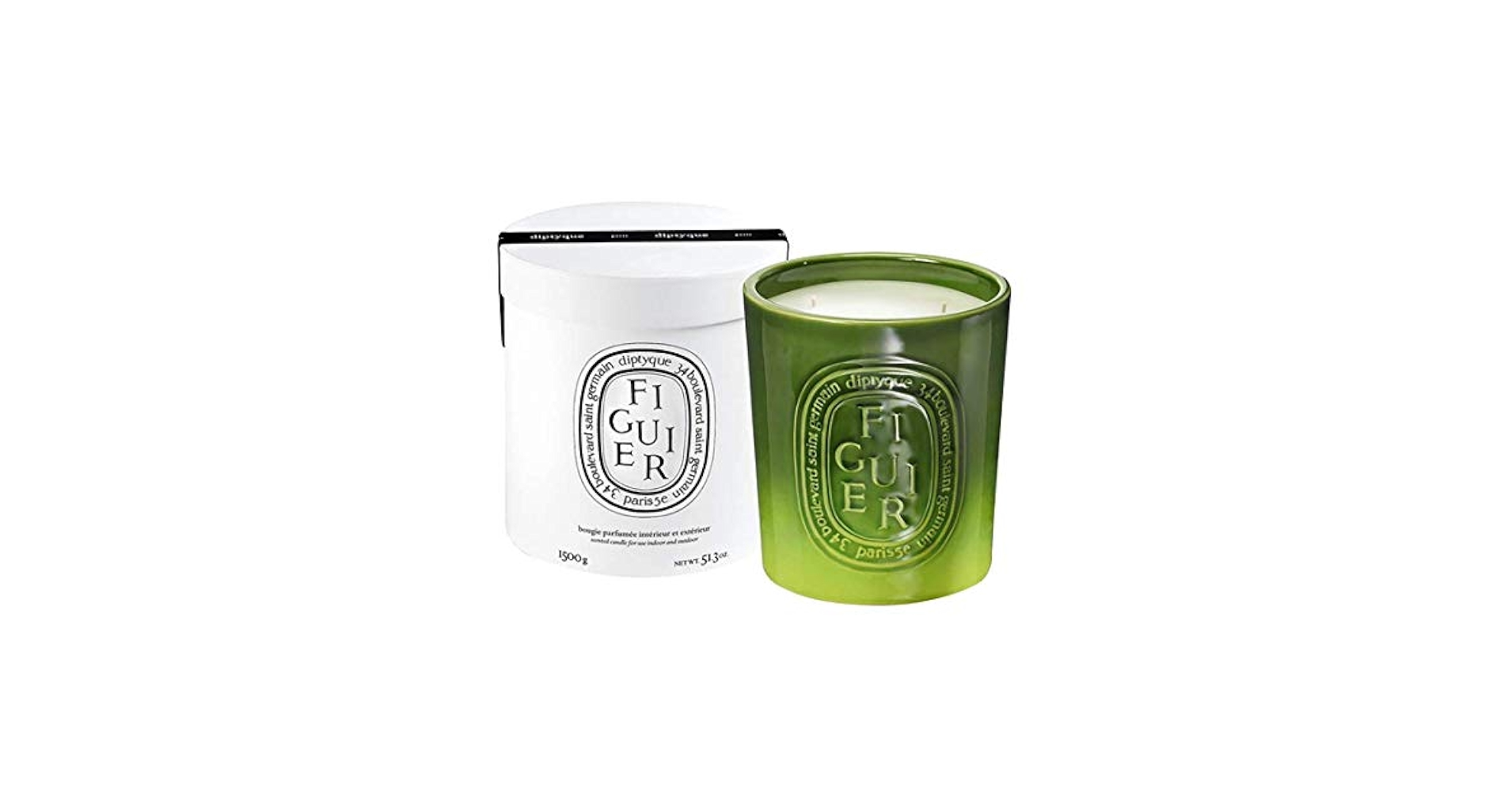 diptyque Figuier 香り付き COLOR CANDLE 300g Diptyque Figuier Verte Candle 300 g – Beautyhabit