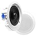 Pyle 8” Ceiling Wall Mount Speakers - Pair of 2-Way Midbass Woofer Speaker 70v Transformer Directable 1” Titanium Dome Tweeter Design w/ 55Hz-22kHz Frequency Response & 300 Watts Peak - Pyle PDIC80T White