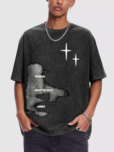 Verdusa Men's Letter Graphic Drop Shoulder T Shirts Casual Round Neck Tee Top3