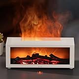 Essential Oil Diffuser, Fireplace Flame Oil Diffuser - Aromatherapy Aroma Humidifier, Upgrade 7 Flame Colors Noiseless 150ml Remote Control - Perfect for Bedroom Home Office (Fireplace White)