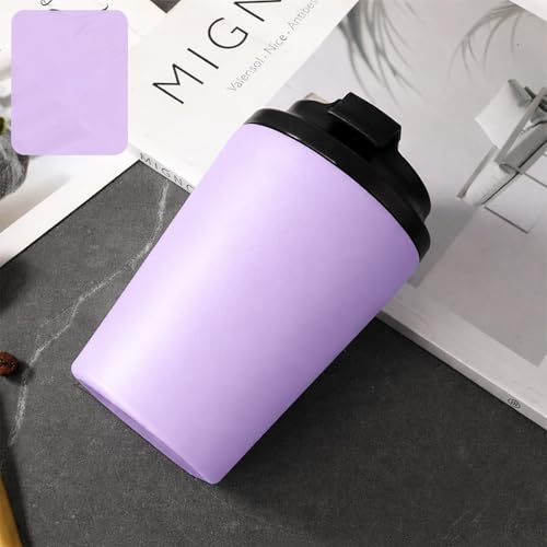 Image of Stvin 380ml Insulated Coffee Mug Travel, Stainless Steel Tumbler with Leak-Proof Lid, Reusable Thermal Cup for Hot & Cold Drinks, Car, Office, Camping & More (3rd Purple)