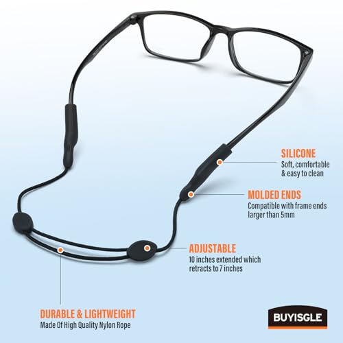Image of Buyisgle Kids Glasses Strap - No Tail Sunglasses Straps Cords for Boys Toddler and Girls - Eyeglass Holders Around Neck - Adjustable Eyewear String Lanyard Retainer - 3Pcs 10in Multicolor