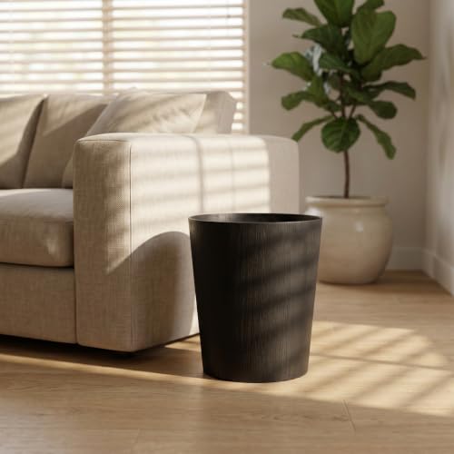 Papelera de madera negra rústica de 10l redonda para dormitorio 6