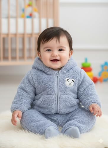 Image of NAMAN Soft Fleece Hooded Long Sleeve For New Born Baby Winter Wear Keep Warm Baby Clothing Sets ||For Baby Boys and baby Girls Unisex Suit Infant Clothes First Gift.