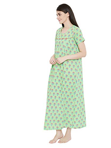Image of Clovia Women's Cotton Rich Printed Long Nightdress