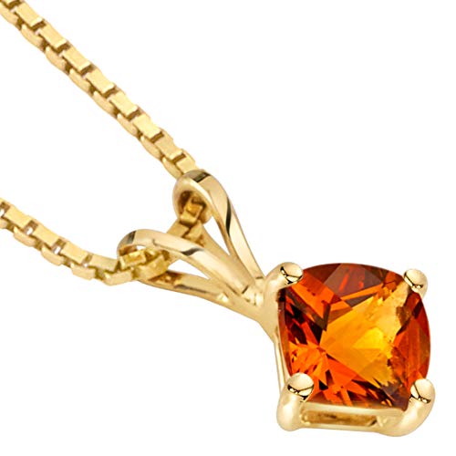 PEORA 14K Yellow Gold 1 Carat Citrine Pendant for Women, Genuine Gemstone Classic Solitaire, AAA Grade Cushion Cut 6mm, November Birthstone Necklace, Real Citrine, w/Jewelry Box2