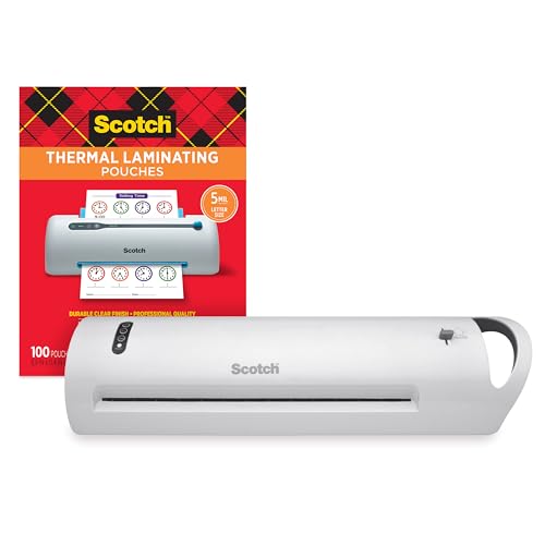 Image of Bundle of Scotch Thermal Laminator TL1302X, Extra Wide 13 Inch Input + Scotch Thermal Laminating Pouches, 5 Mil Thick, Letter Size 8.9 x 11.4 inches, 100-Pack