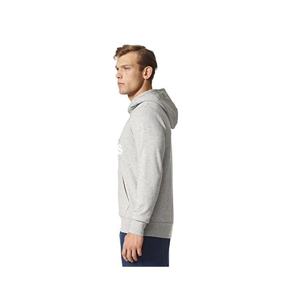 adidas Men's Essentials Linear Pullover Hoodie, Medium Grey Heather, M/M - Image 6