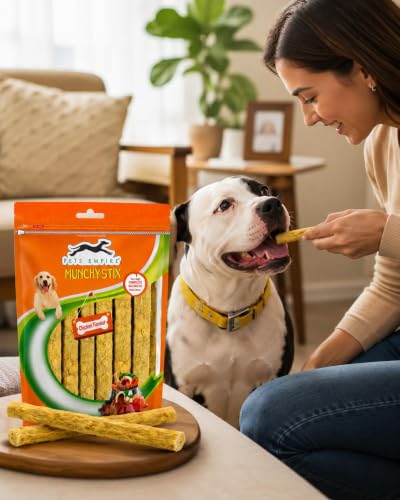 Image of PETS EMPIRE Munchy Stix Dog Treats, Chicken | Mutton Flavour Chew Sticks | Healthy Reward Treats for Dogs | High Protein Daily Chews (1Kg, Chicken, Pack of 1)