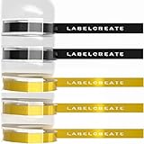 5 Pack Embossing Label Tape Compatible for Dymo 3/8 Embossing Label Maker,3D Self-Adhesive Plastic Labels Compatible for Dymo Organizer Xpress,（White on Black/Gold）