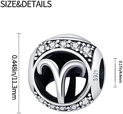 Miniatura 3 de Zodiac Sign Bead Birthday Charms 925 Sterling Silver Birthstone Charms Fits Women's Charm Bracelet & Necklace Bangle Gifts for Girls & Friends
